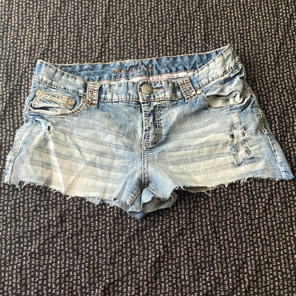 Maurices Light Blue Distressed Jean Shorts